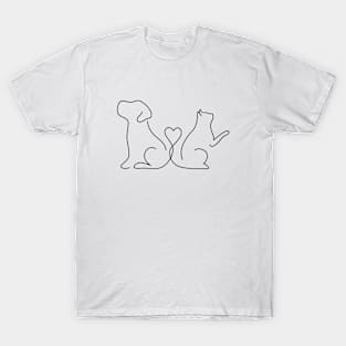 Dog Cat Pets Lover Animals Cute Present Vegan Vegetarian Heart T-Shirt